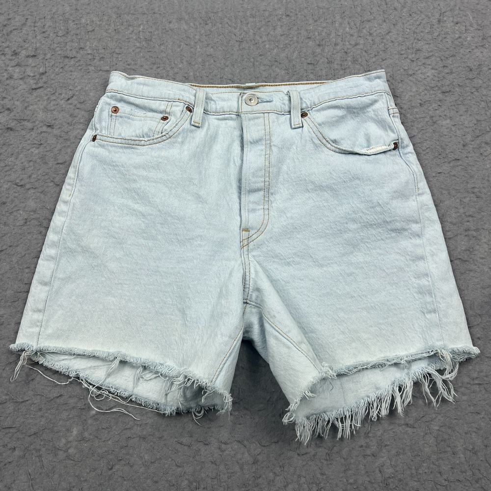 Levi's 501 Jean Shorts Women's 29 Blue‎ Cut Off Denim Booty Button Fly Fringe 5"